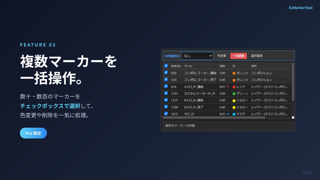 (無料版あり)【EzMarkerTool】After Effects マーカー管理パネル
