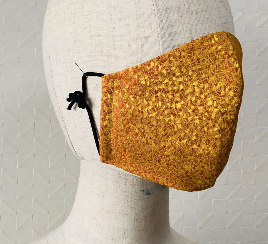 イエローお洒落 立体布マスク【シート入れポケット付き】