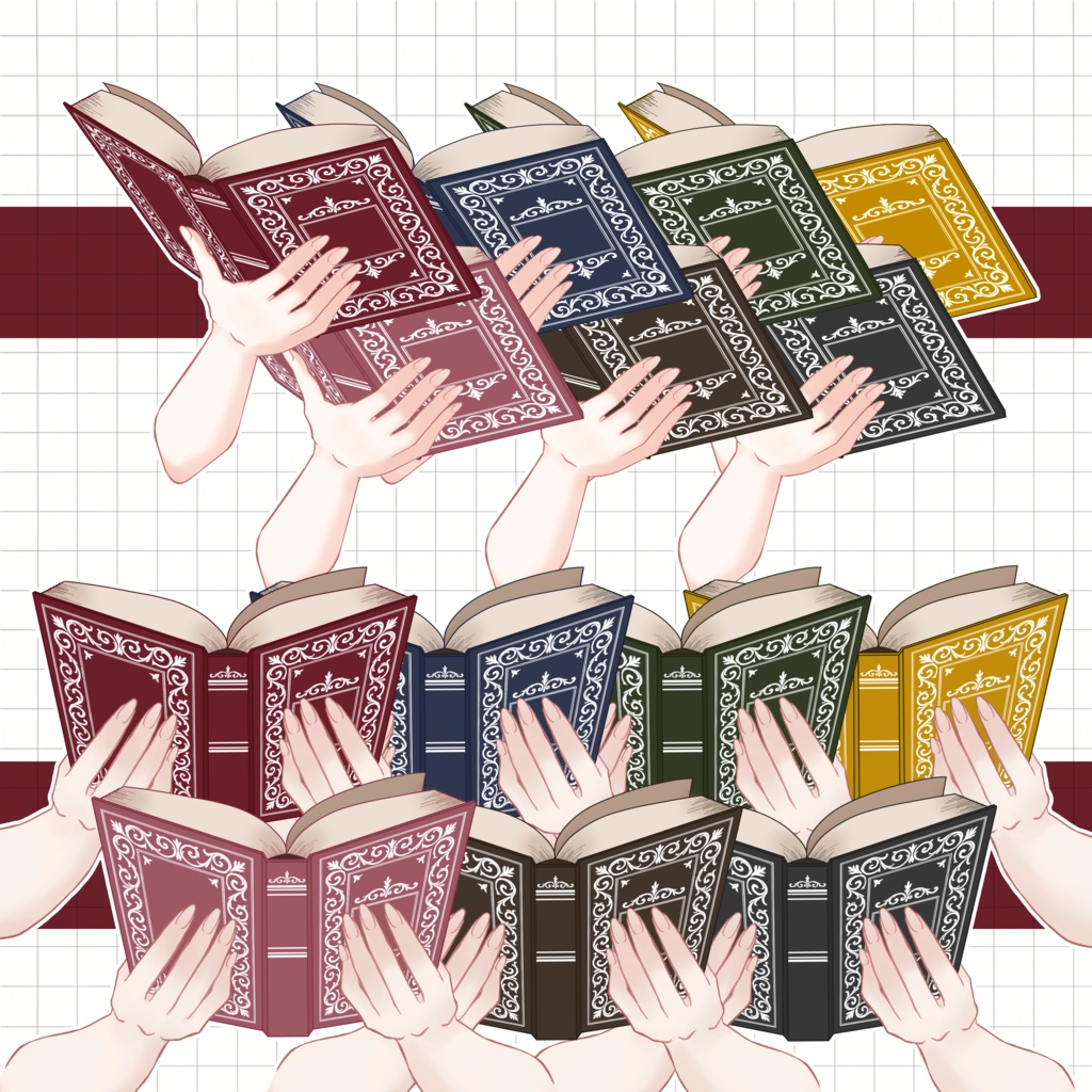 【全8色】本を持つ手【VTuber素材】