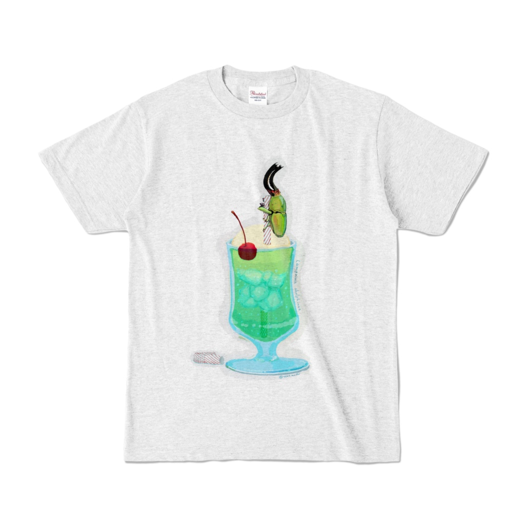 メロンソーダを飲むパプワキンイロクワガタ Tシャツ【大人・カラーT】