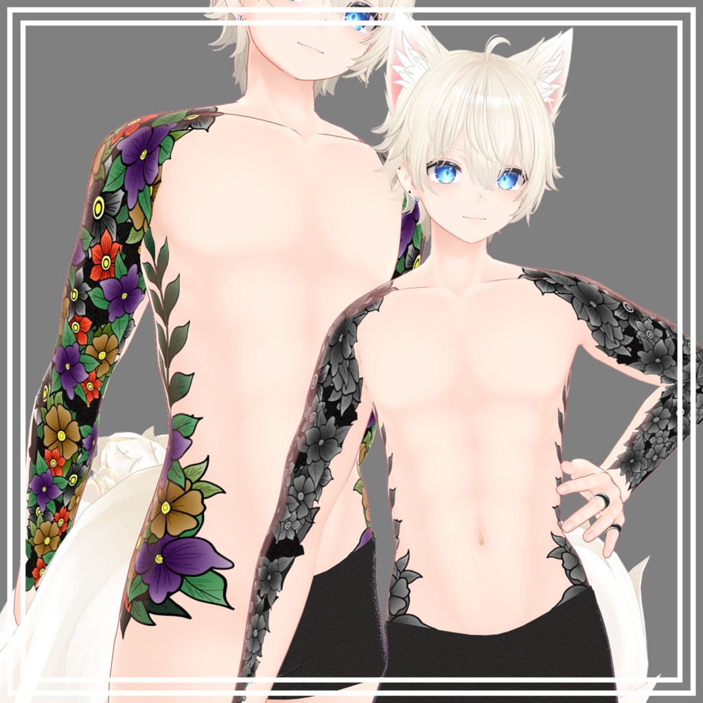 【7Avatar対応】🌸Flower Body Tattoo🌸【FullColor - Monochrome】
