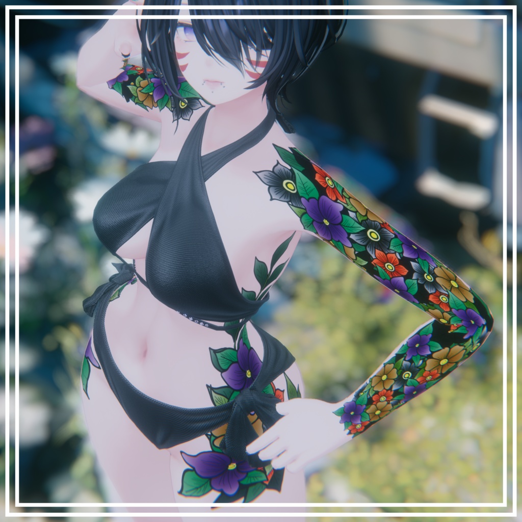 【7Avatar対応】🌸Flower Body Tattoo🌸【FullColor - Monochrome】