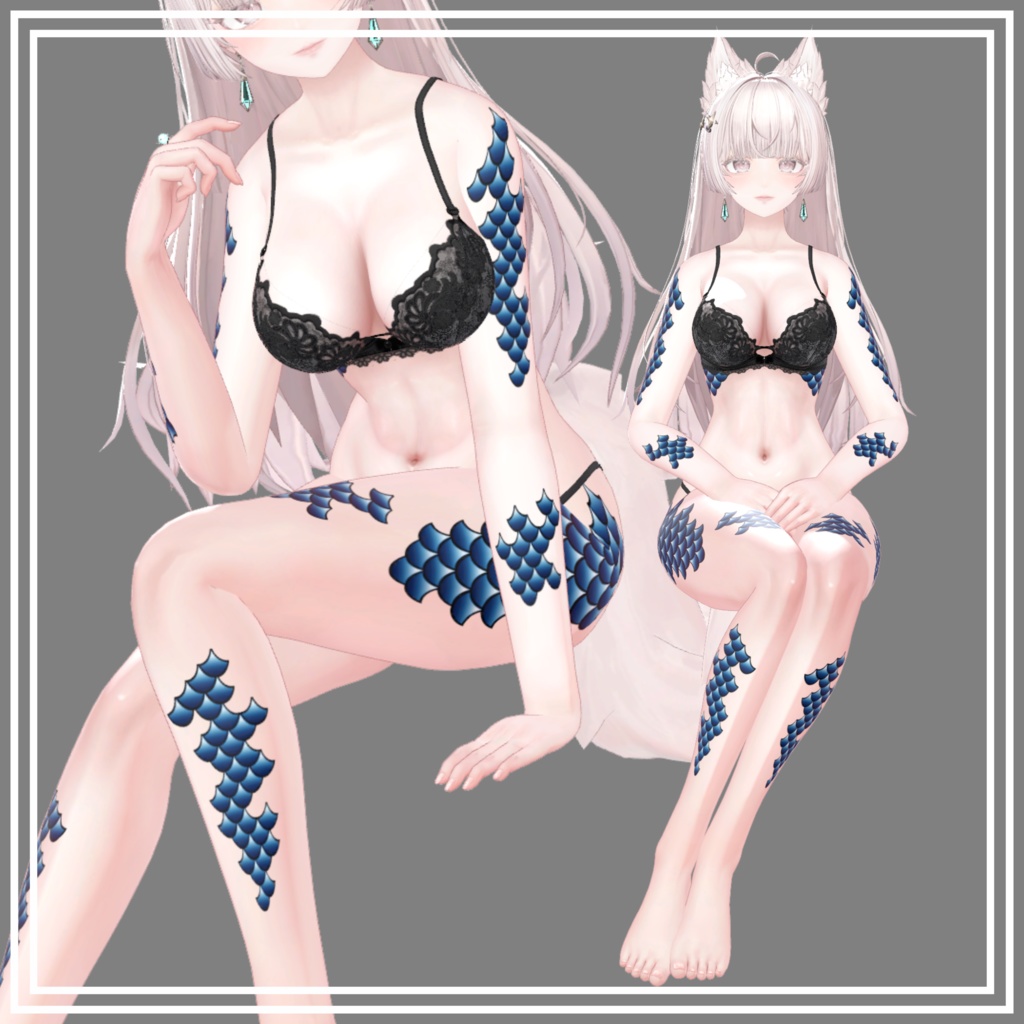 【5Avatar対応】鱗 - UROKO Body Tattoo -【5color】