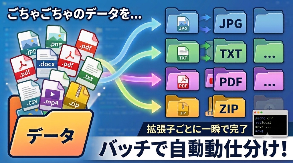 【無料】拡張子ごとにファイル仕分けbat