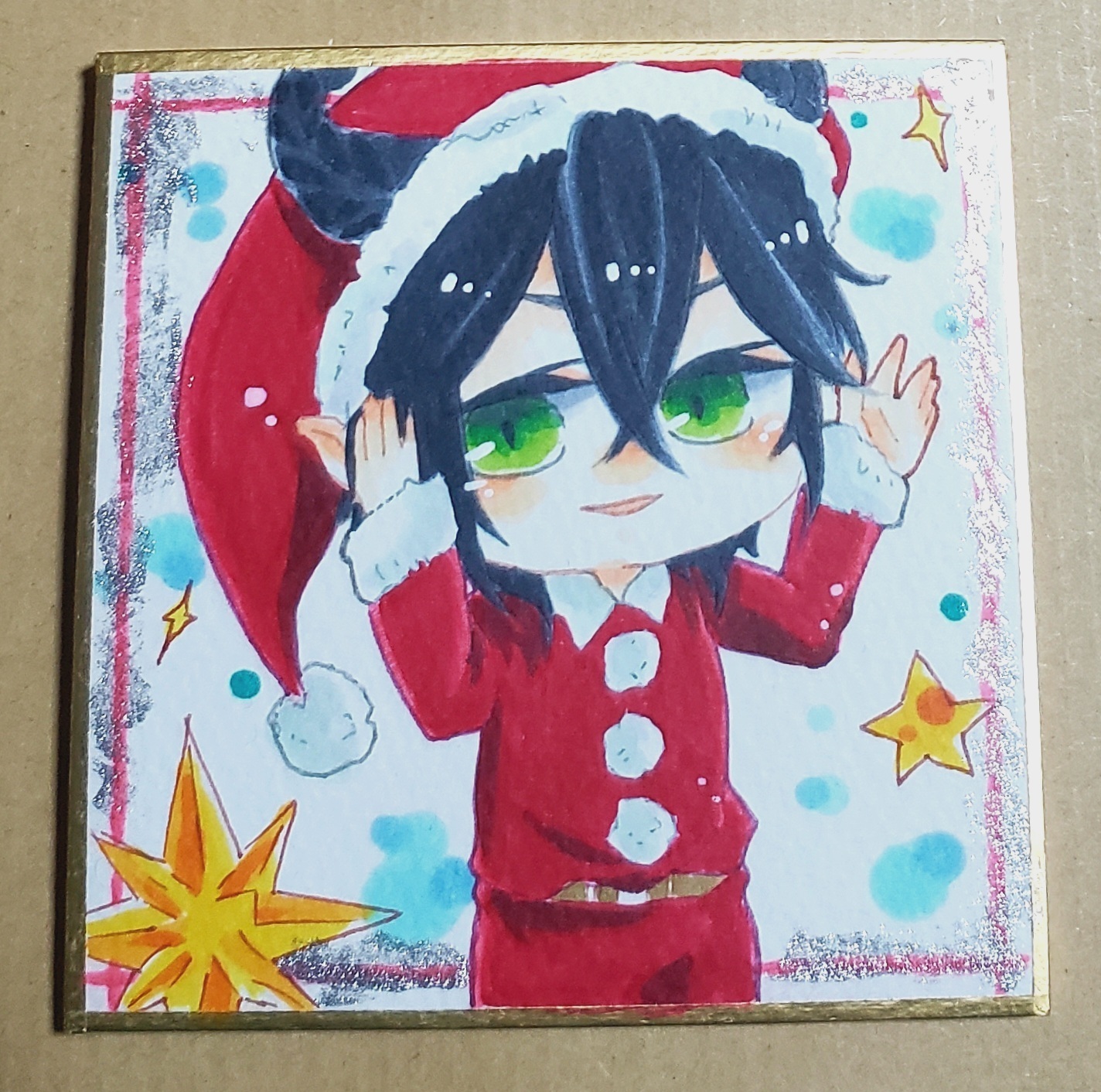 ツイステ マレウス手描きイラスト サンタver.