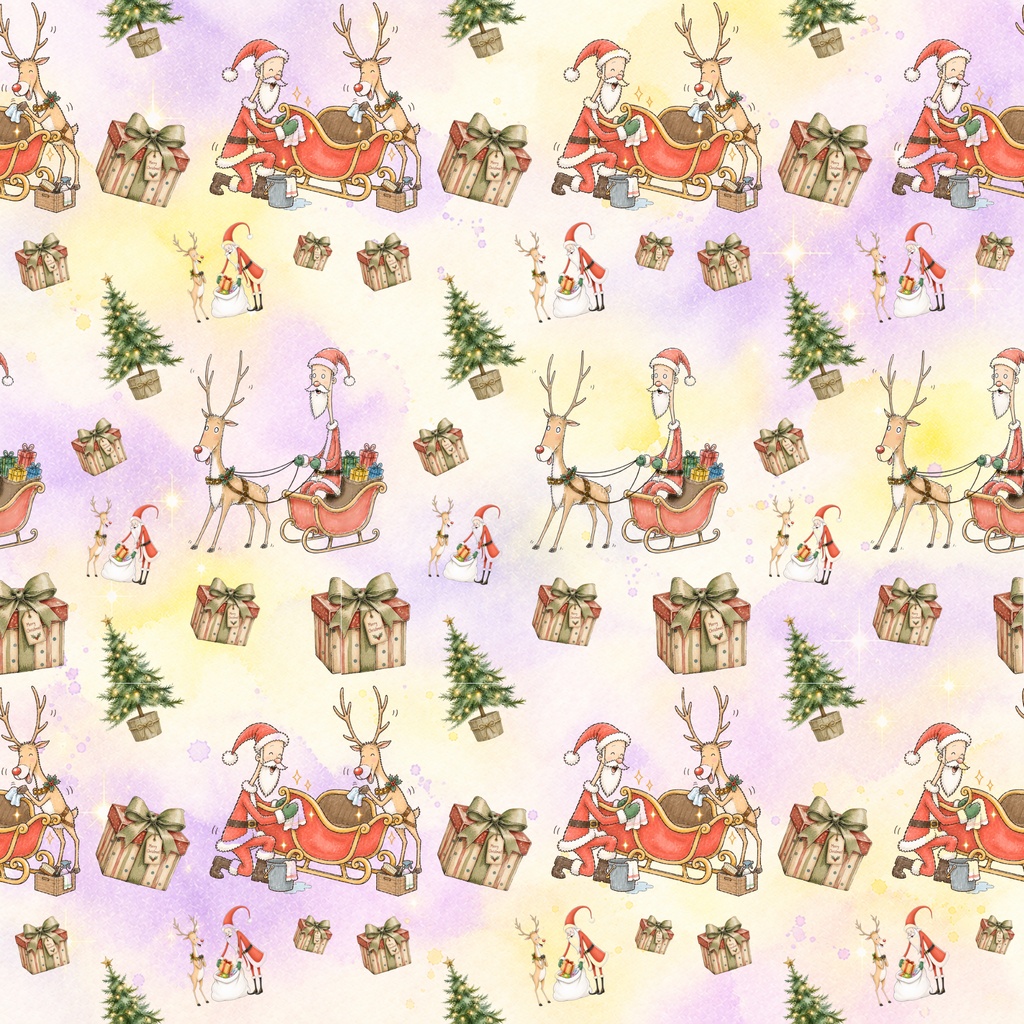 メリークリスマスのデジタルペーパー　6枚セット　サンタクロース　ツリー　プレゼント　カラフル　個性的　かわいい　ソリ　クリスマスカラー　ラッピング　手帳素材
