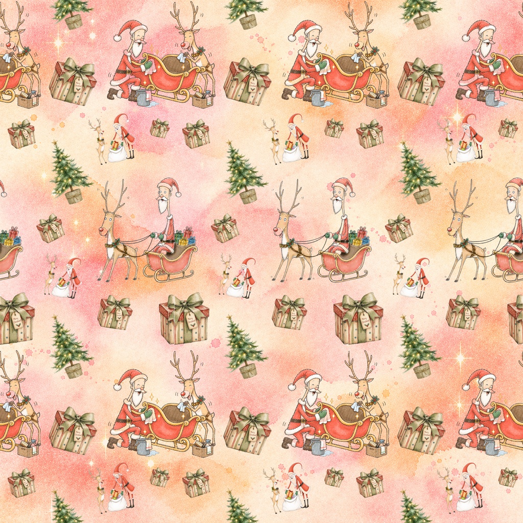 メリークリスマスのデジタルペーパー 6枚セット サンタクロース ツリー プレゼント カラフル 個性的 かわいい ソリ クリスマスカラー ラッピング 手帳素材