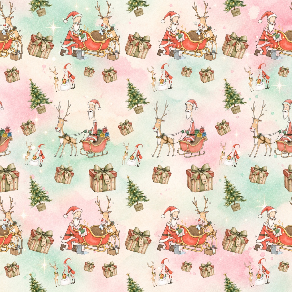 メリークリスマスのデジタルペーパー 6枚セット サンタクロース ツリー プレゼント カラフル 個性的 かわいい ソリ クリスマスカラー ラッピング 手帳素材