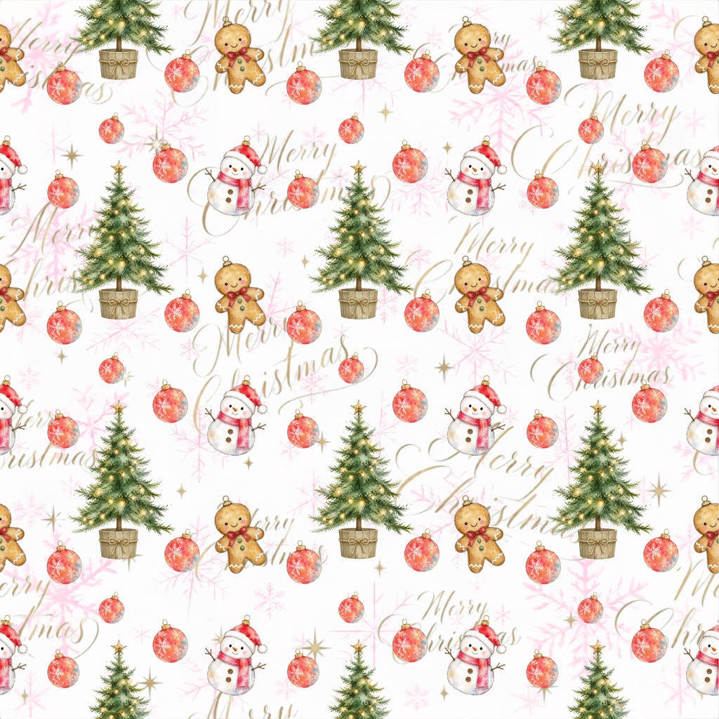 メリークリスマスのデジタルペーパー 5枚セット クリスマスツリー ジンジャークッキー 雪だるま オーナメント 高級感 おしゃれ 包装紙 大人かわいい 雪の結晶 ラッピング 手帳素材 壁紙