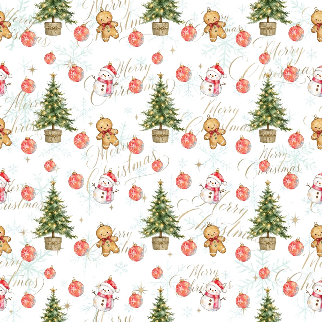 メリークリスマスのデジタルペーパー 5枚セット クリスマスツリー ジンジャークッキー 雪だるま オーナメント 高級感 おしゃれ 包装紙 大人かわいい 雪の結晶 ラッピング 手帳素材 壁紙