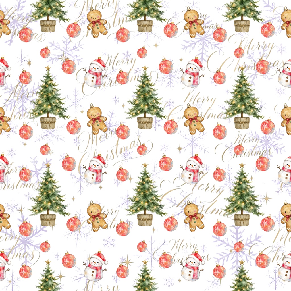 メリークリスマスのデジタルペーパー 5枚セット クリスマスツリー ジンジャークッキー 雪だるま オーナメント 高級感 おしゃれ 包装紙 大人かわいい 雪の結晶 ラッピング 手帳素材 壁紙