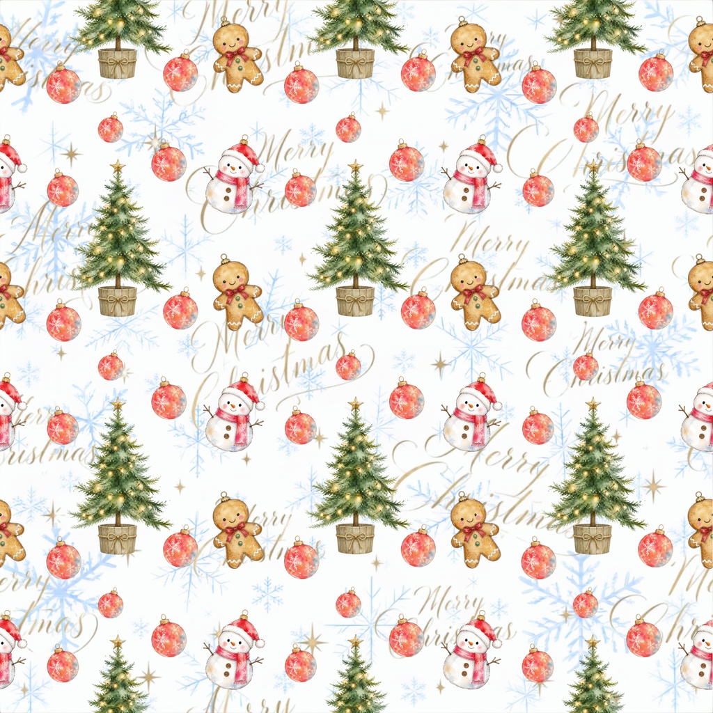 メリークリスマスのデジタルペーパー 5枚セット クリスマスツリー ジンジャークッキー 雪だるま オーナメント 高級感 おしゃれ 包装紙 大人かわいい 雪の結晶 ラッピング 手帳素材 壁紙