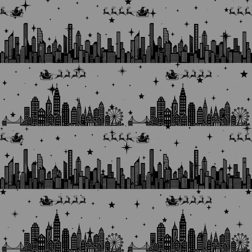 メリークリスマスのデジタルペーパー 6枚セット サンタクロース トナカイ ソリ 夜景 ビル 観覧車 シック 大人かわいい くすみカラー ラッピング 手帳素材 壁紙