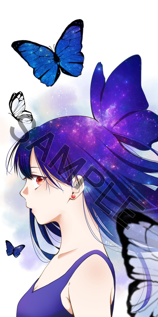 『蝶と少女』 SNSアイコン・スマホ壁紙用イラスト