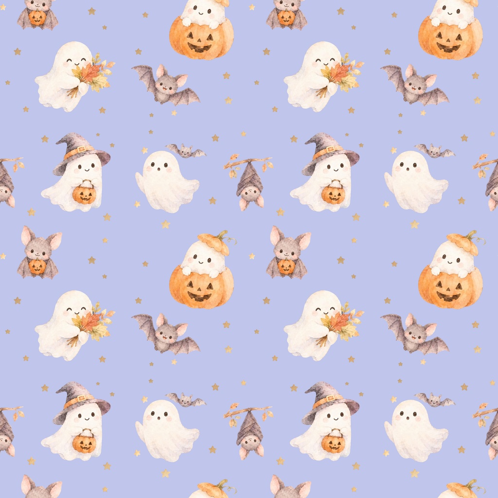 シームレスパターン 可愛いハロウィンコレクション ゴースト (3750x3750px)