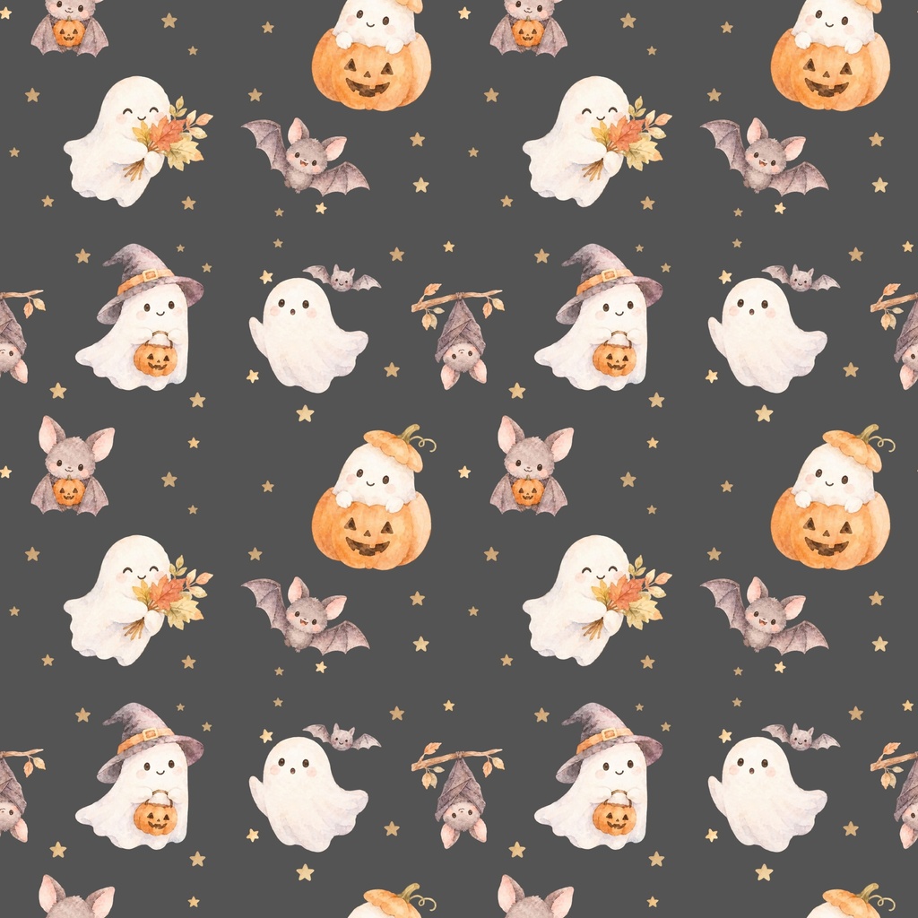 シームレスパターン 可愛いハロウィンコレクション ゴースト (3750x3750px)