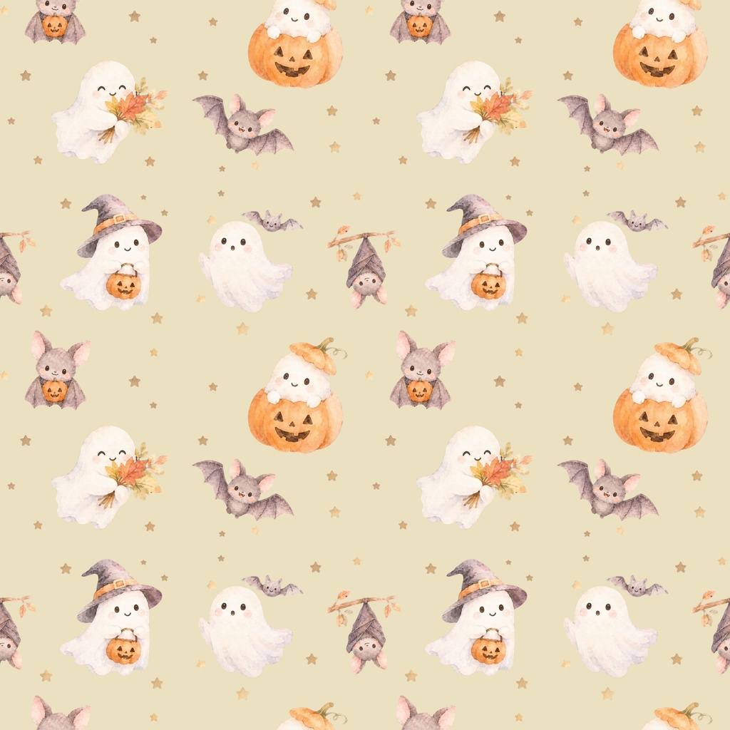 シームレスパターン 可愛いハロウィンコレクション ゴースト (3750x3750px)