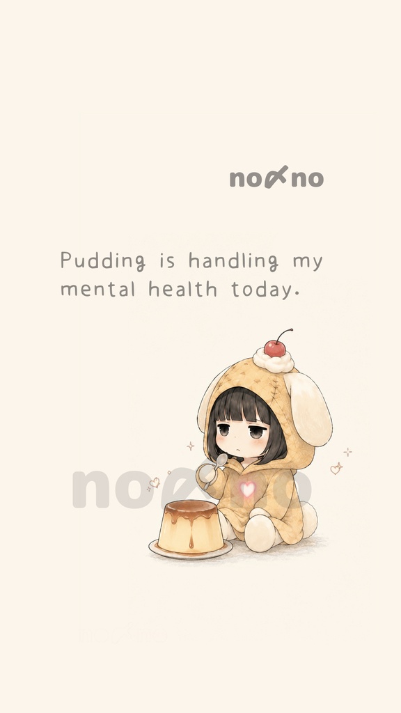 【iPhone壁紙】プリンと和解する日 - Cozy Pudding Aesthetic Phone Wallpaper | no〆no