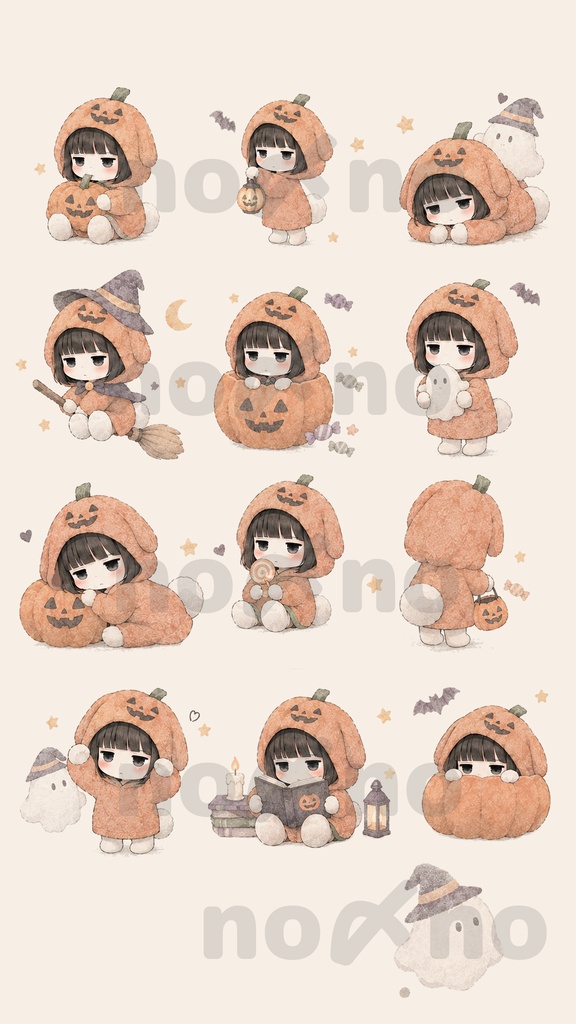 【Digital Stickers】Cozy Halloween Digital Sticker Pack (13 PNGs) / ハロウィン デジタルステッカー13種セット