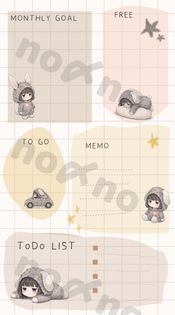 Cozy Muted Color Digital Sticky Notes Pack | デジタル手帳用 メモ枠ステッカー 5種セット