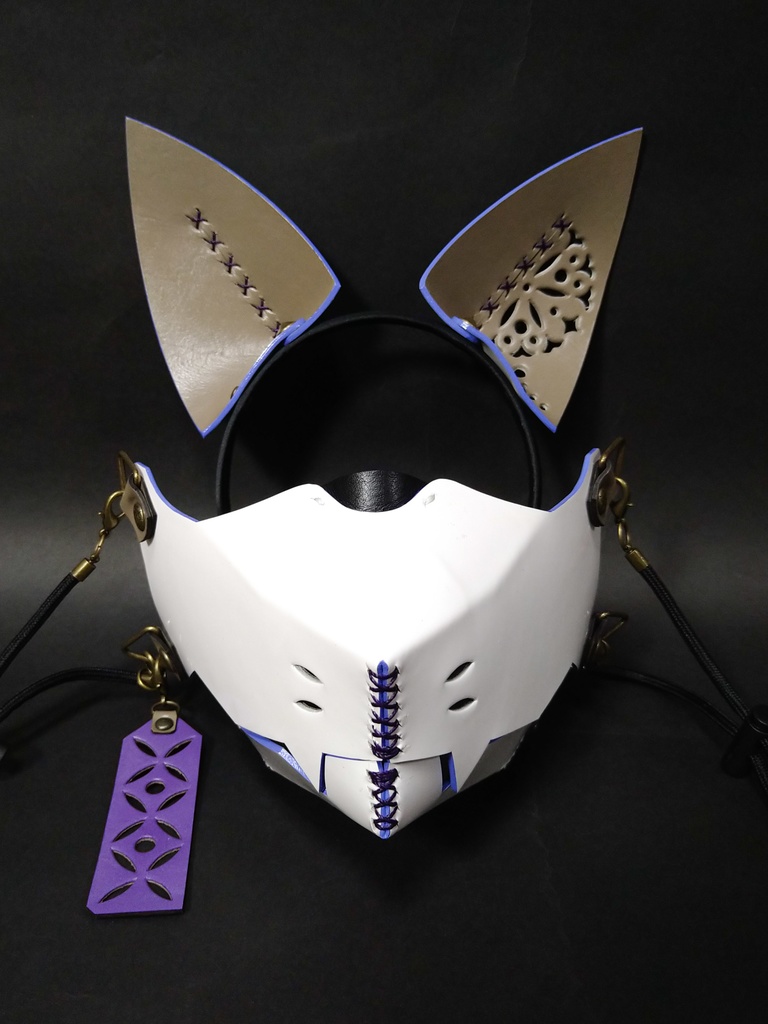 フォックスマズルマスク天狐　裏灰×紫