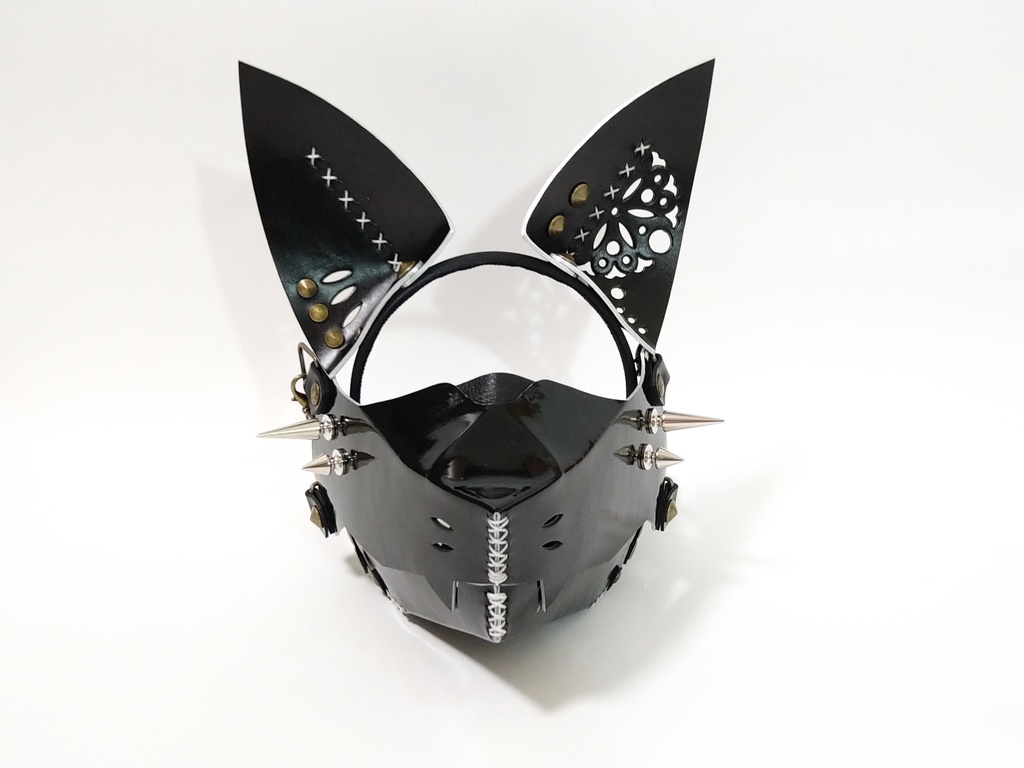 フォックスマズルマスク妖狐（黒×糸白）