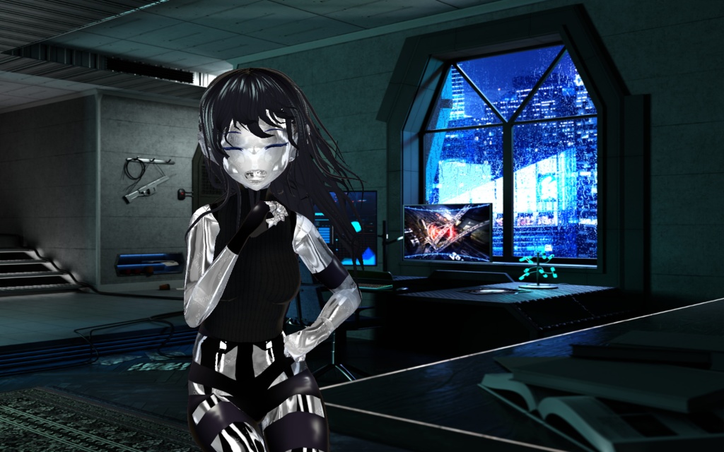 HAIR Vroidの髪の長い乱雑な青 動的 |HAIR - Messy Long Deep Blue Dynamic