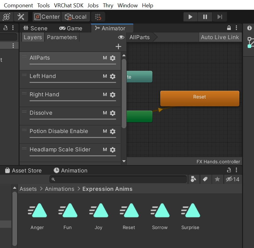 FX Hands Controller with Basic Expressions Set Up for Vroid in VRChat