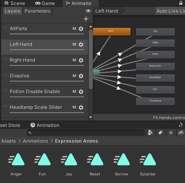 FX Hands Controller with Basic Expressions Set Up for Vroid in VRChat