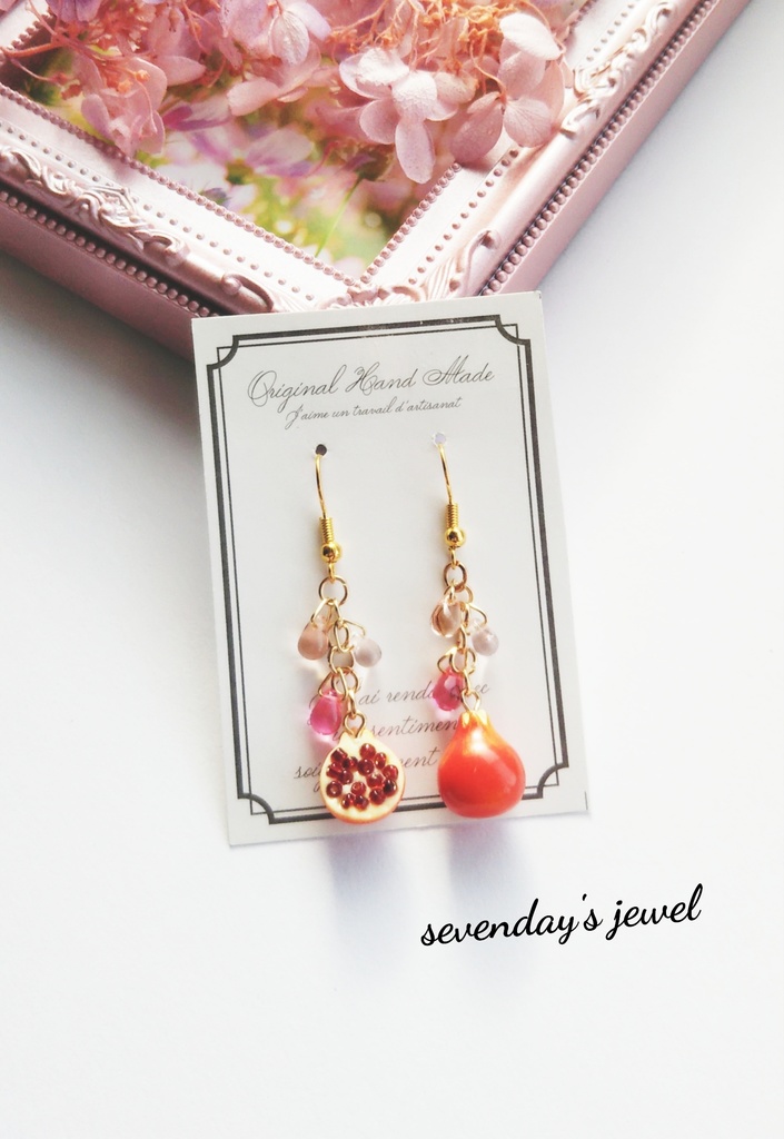 ざくろ・春色drops ピアス／イヤリング