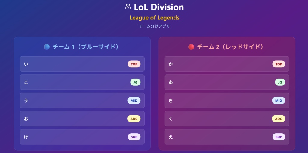 【LoL】ロールまで分けてくれる！カスタムマッチチーム分けツール