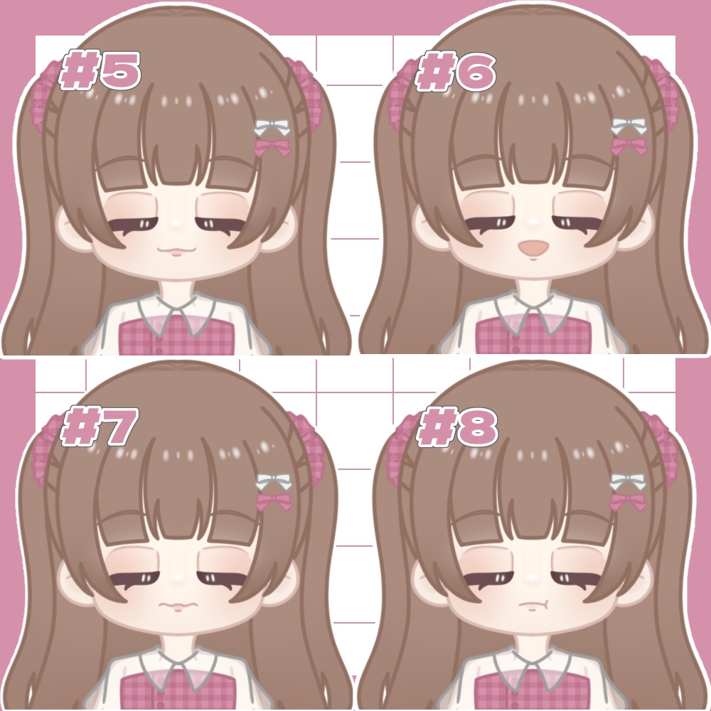 ミニキャラ立ち絵素材/ギンガムチェックワンピースの女の子