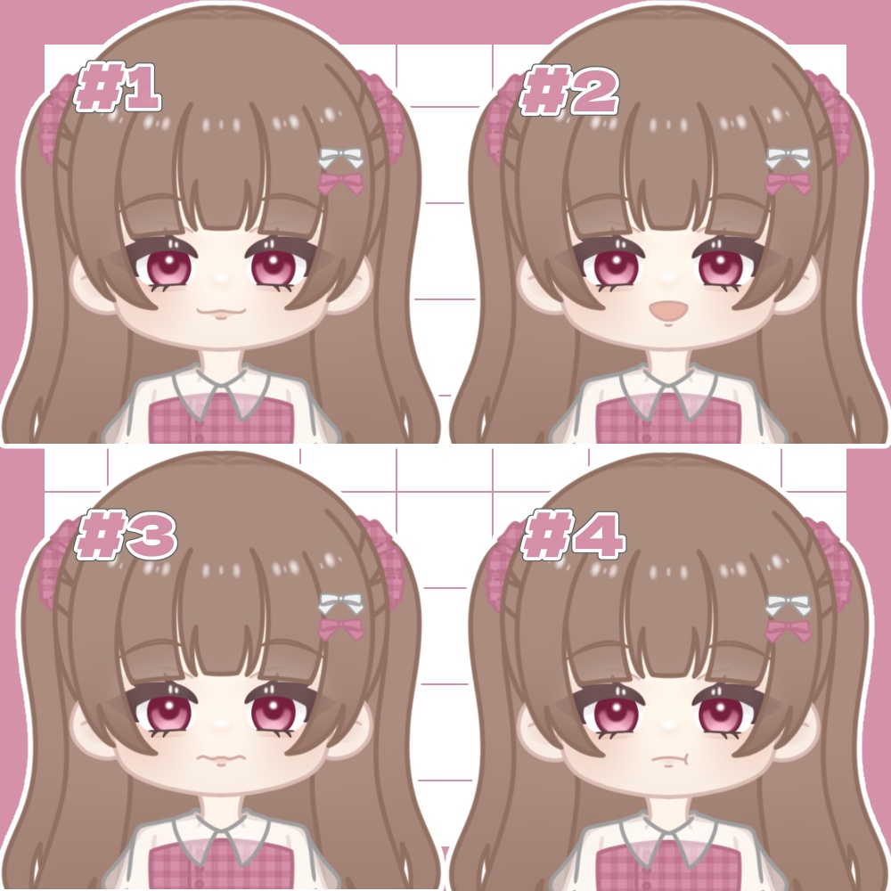ミニキャラ立ち絵素材/ギンガムチェックワンピースの女の子