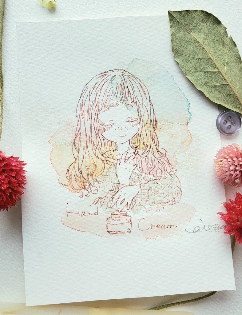 手描きイラスト 水彩原画 森の妖精163 - 絵画