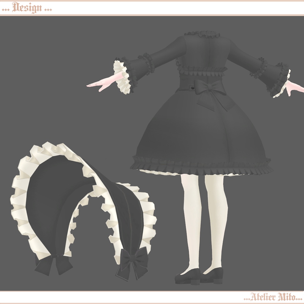 「VRChat」着せ替え洋服『クラシックロココドレス』スキニング済み