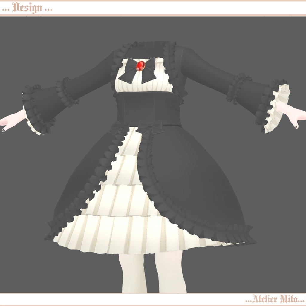 「VRChat」着せ替え洋服『クラシックロココドレス』スキニング済み