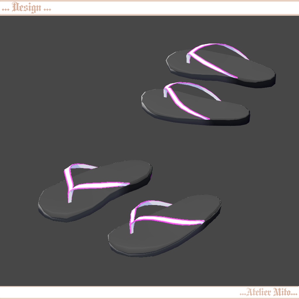 競泳水着、水着、牛柄ビキニ、ビーチサンダル「イフ・ザ・フラット」調整スキニング済み