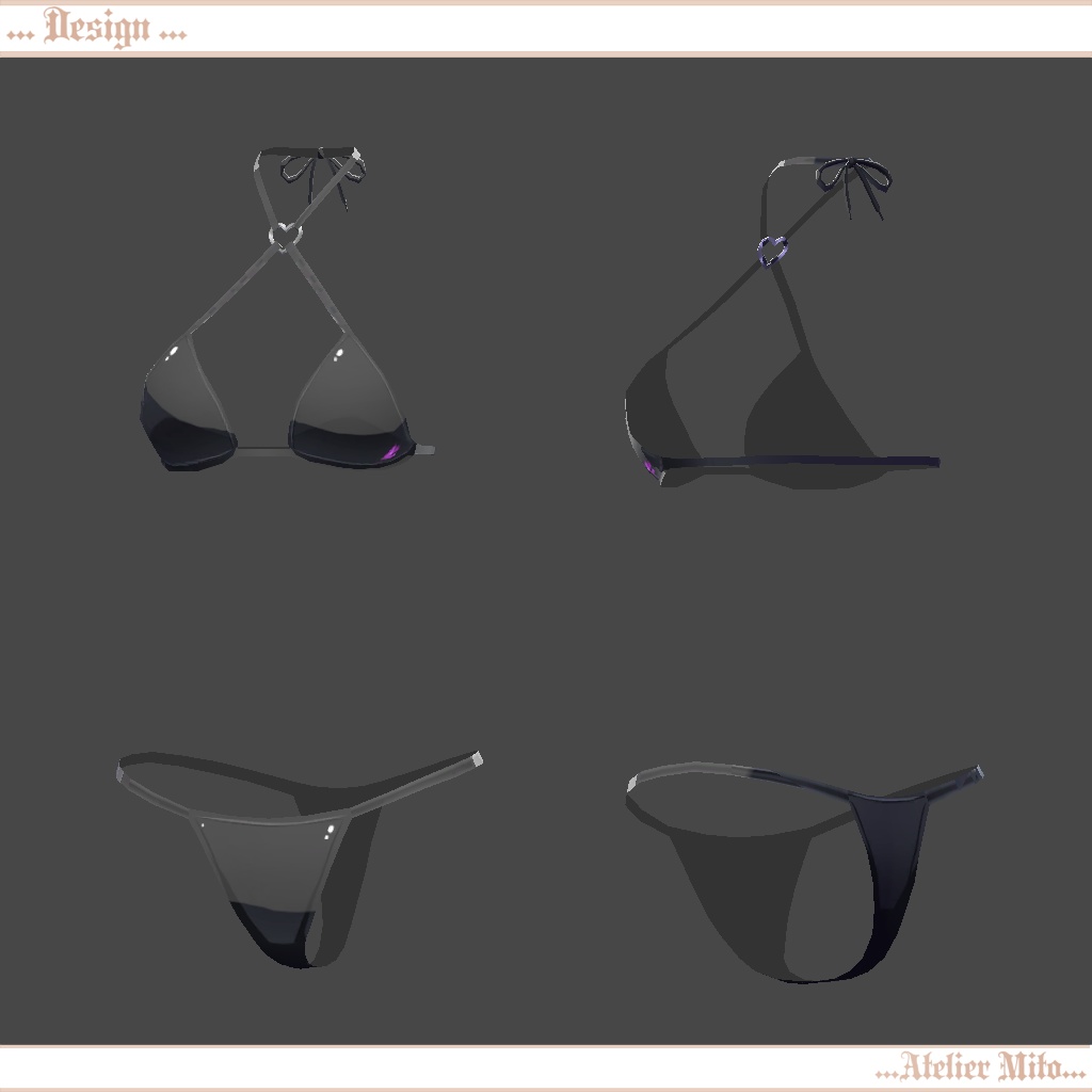 競泳水着、水着、牛柄ビキニ、ビーチサンダル「イフ・ザ・フラット」調整スキニング済み