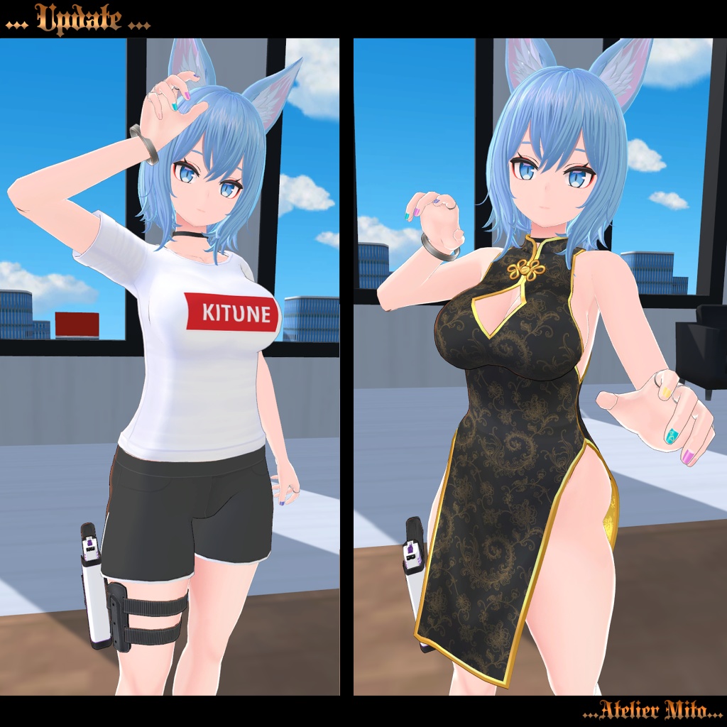 オリジナル3Dモデル 『空狐』くうこ(PC版)