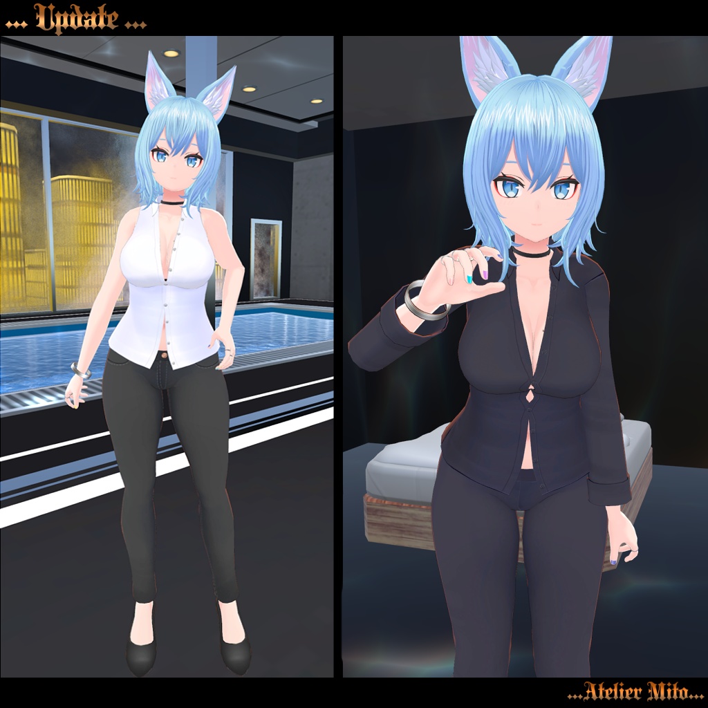 『空狐』対応服 ノースリーブシャツ、パジャマ、バスタオル【無料アプデB】