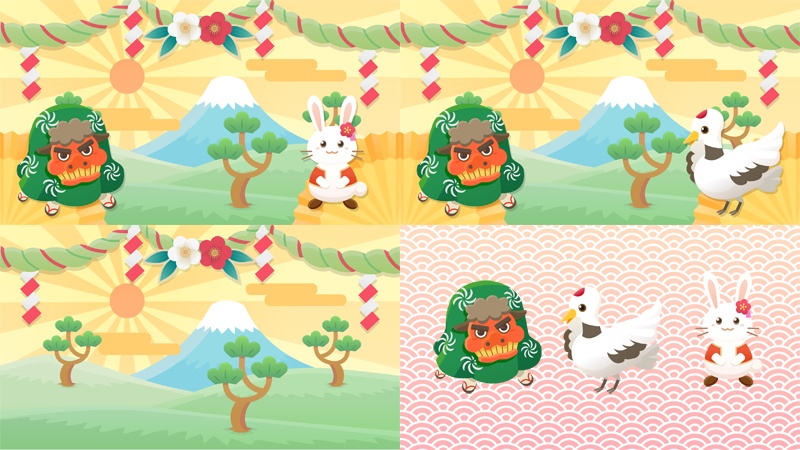 【無料動画素材】おめでたいお正月の背景素材 4種