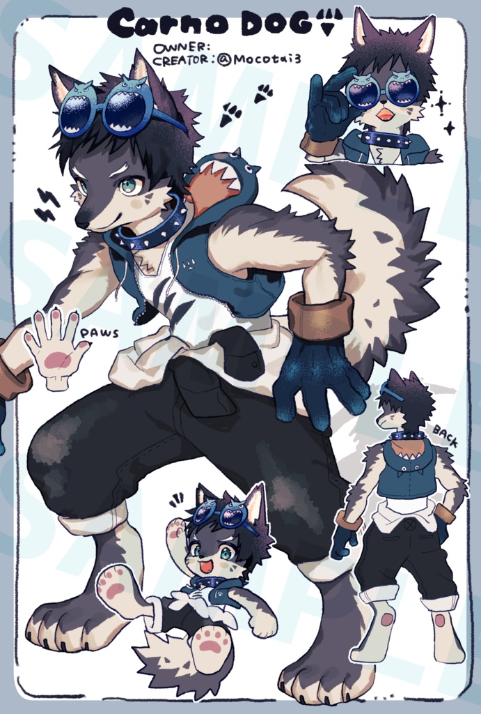 【Adoptable】🐶Carno dog💙Steel Blue🦖