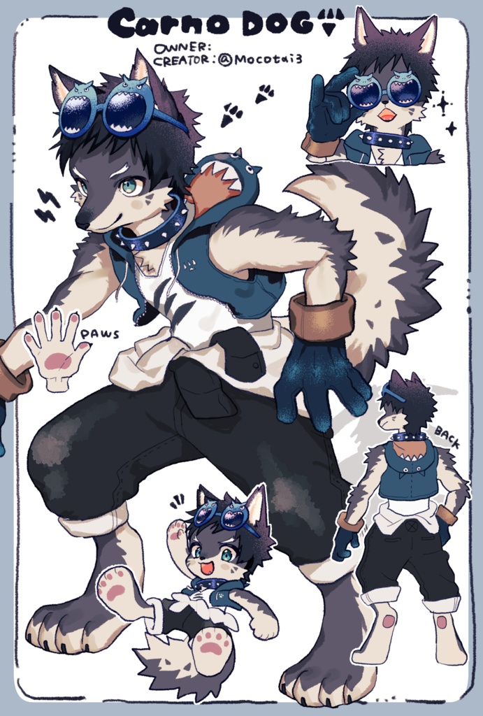 【Adoptable】🐶Carno dog💙Steel Blue🦖