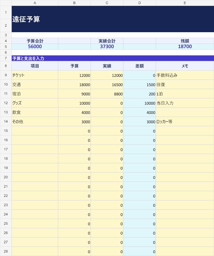 ライブ遠征準備ミニキット|旅程・持ち物・予算をまとめて管理【Excel+印刷PDF】