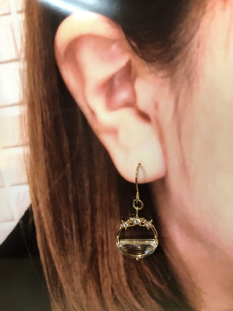 3つ星半月ガラスピアス クリスタル