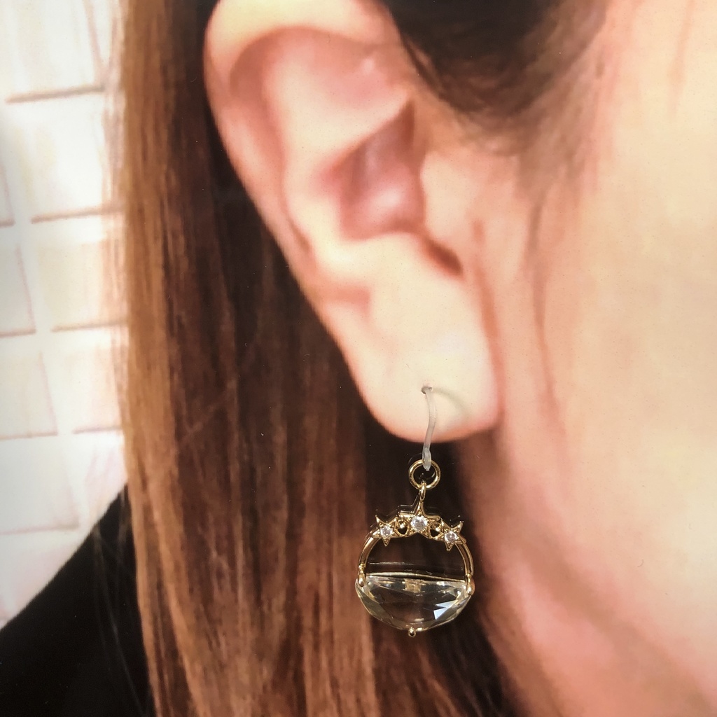 3つ星半月ガラスピアス 樹脂製ver.