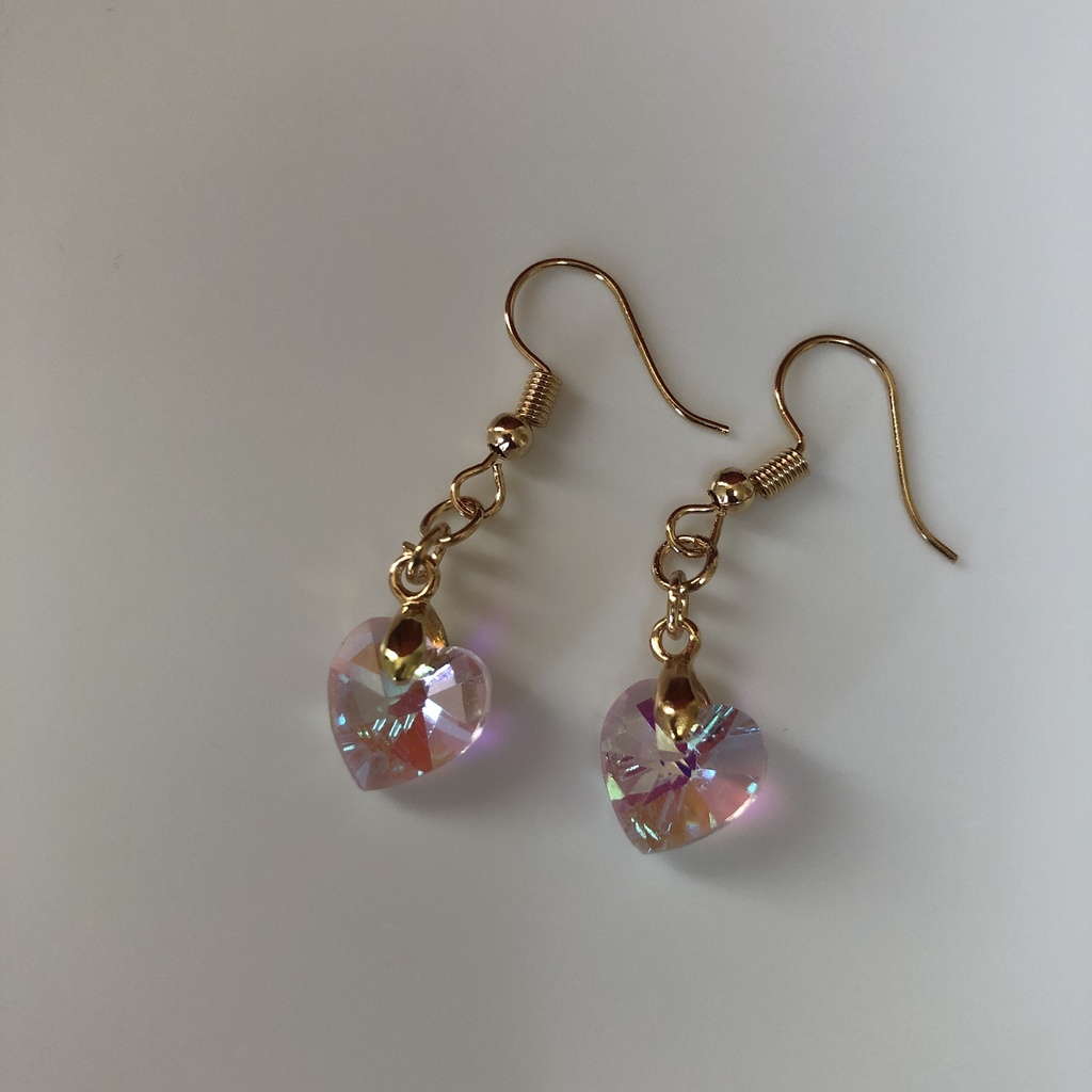 ハートピアス樹脂製キャッチ付き ピンク