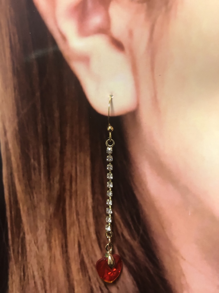 キラキラ連爪チェーンコネクターハートピアス