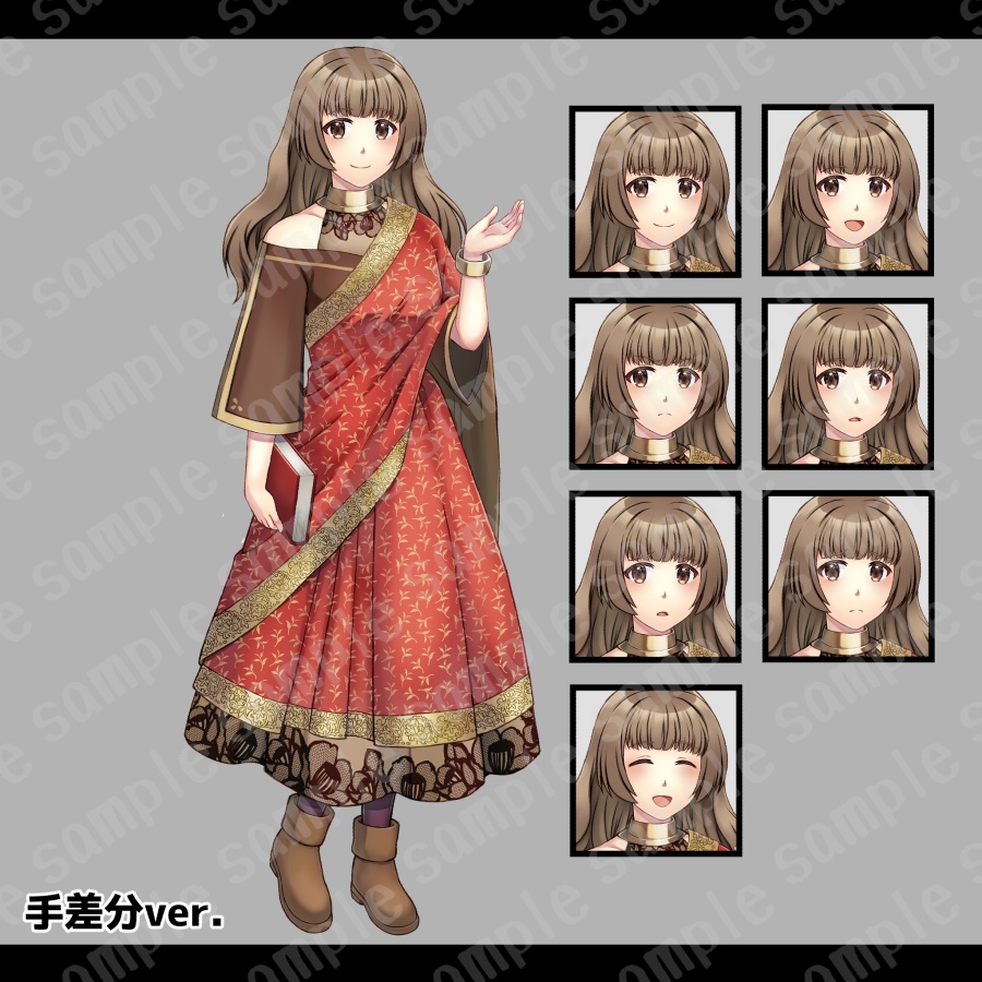 【無料/有料】立ち絵素材3【表情7種/差分2種(衣装、手)/魔法パーツ3種】