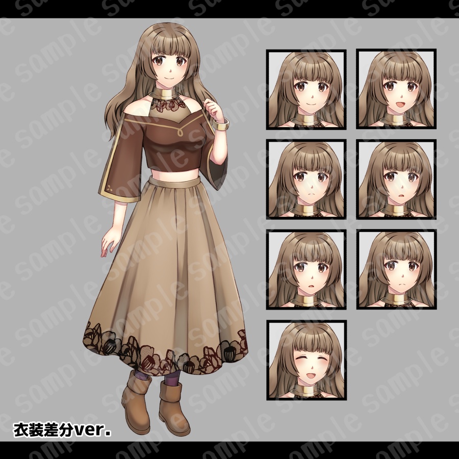 【無料/有料】立ち絵素材3【表情7種/差分2種(衣装、手)/魔法パーツ3種】